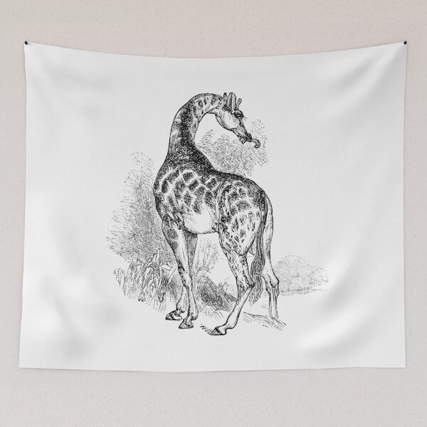 Item preview, Vintage Giraffe Illustration Retro 1800s Black and White Image designed and sold by SilverSpiral.