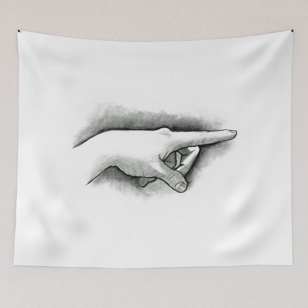 Item preview, Hand With Pointing Finger, Pencil and Charcoal Drawing designed and sold by JoyfulWhimsy.