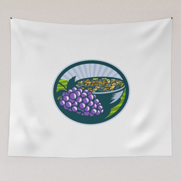 Item preview, Grapes Raisins Bowl Oval Woodcut designed and sold by patrimonio.