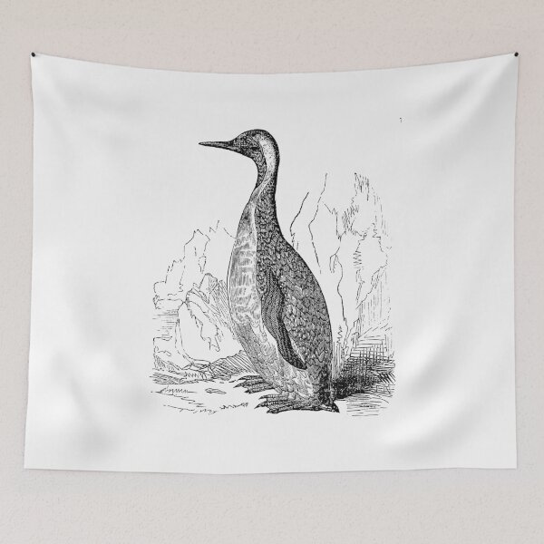 Aperçu de l'œuvre Vintage King Penguin Bird Illustration Retro 1800s Black and White Penguins Birds Image créée et vendue par SilverSpiral.