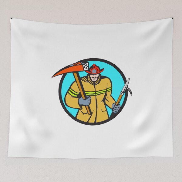Item preview, Fireman Firefighter Fire Axe Hook Circle Retro designed and sold by patrimonio.
