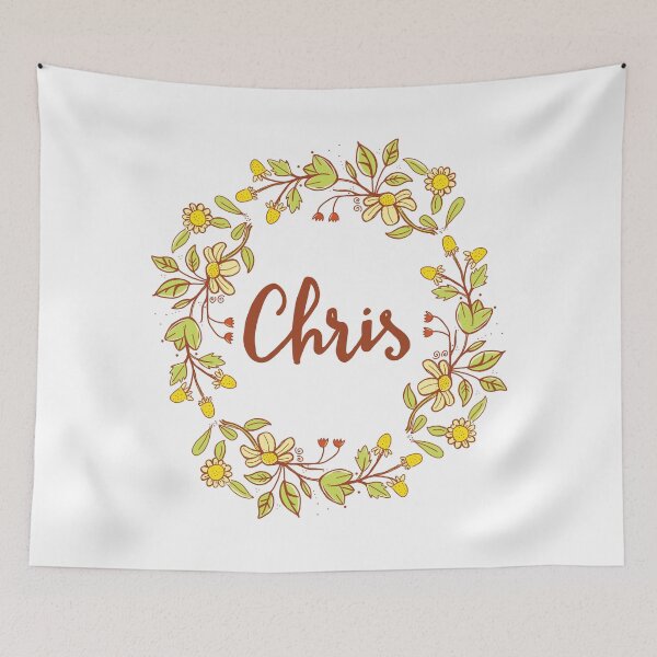 Item preview, Chris lovely name and floral bouquet wreath designed and sold by thetypographer.