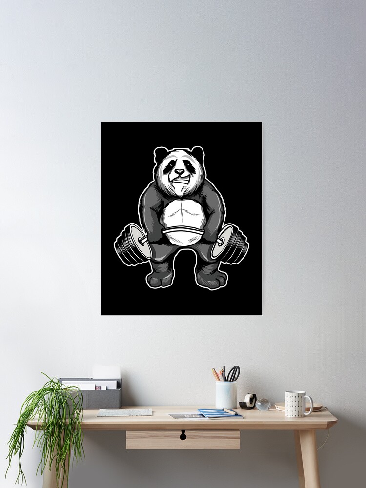 Panda Weightlifting Fitness Panda Gym Funny Panda Beach Towel by EQ Designs  - Pixels