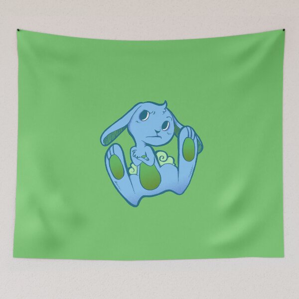 Item preview, Fussy Bunny in Blue on Green designed and sold by SimplyKitt.