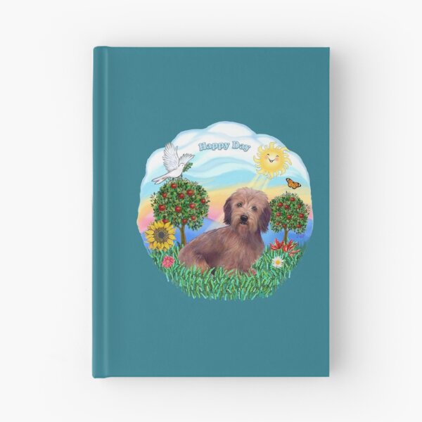 Item preview, Happy Day with a Wire Haired Dachshund (brown with dark brown ears) designed and sold by JeanBFitzgerald.