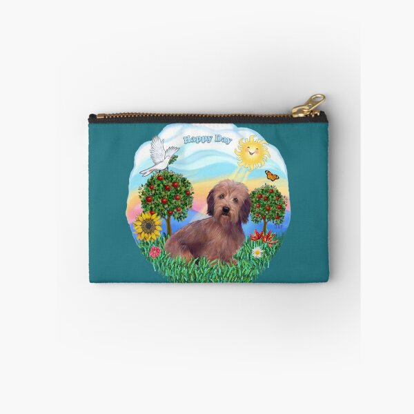 Item preview, Happy Day with a Wire Haired Dachshund (brown with dark brown ears) designed and sold by JeanBFitzgerald.