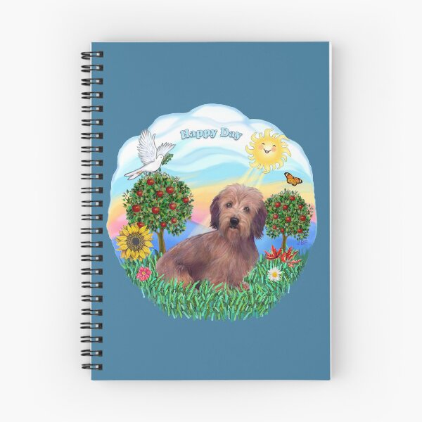 Item preview, Happy Day with a Wire Haired Dachshund (brown with dark brown ears) designed and sold by JeanBFitzgerald.