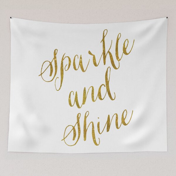 Item preview, Sparkle and Shine Gold Faux Foil Metallic Glitter Inspirational Quote Isolated on White Background designed and sold by SilverSpiral.