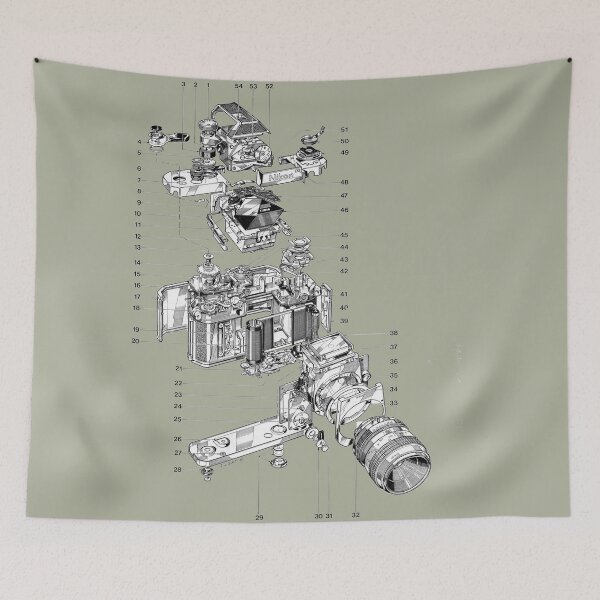 Item preview, Nikon camera diagram attributed to 'J.leGuernic, 1976'. designed and sold by timothybeighton.