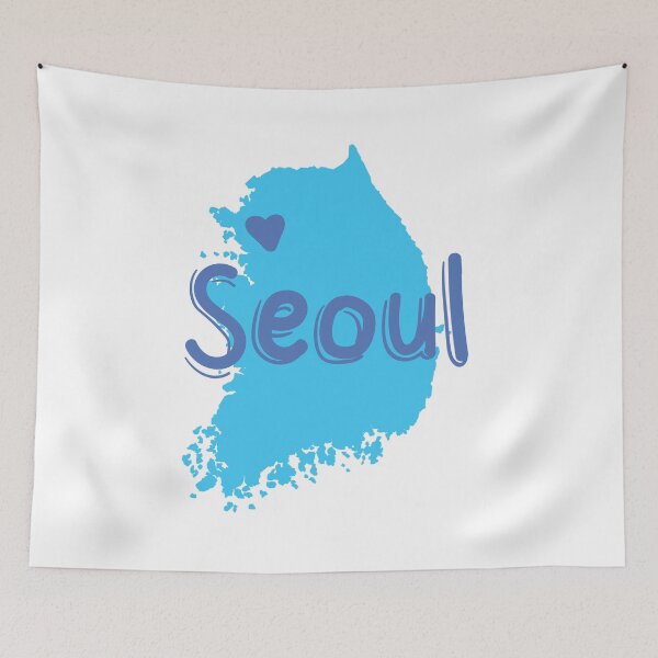 Item preview, SEOUL (South Korea capital) map with love heart in blue designed and sold by JacSpac.