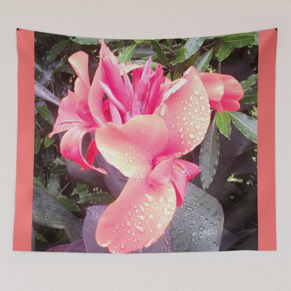 Item preview, Pink Canna Lily Photo with Dew or Rain Drops designed and sold by Julia Woodman.