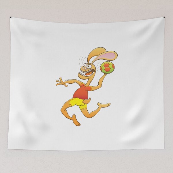 Item preview, Brave hare playing handball designed and sold by Zoo-co.