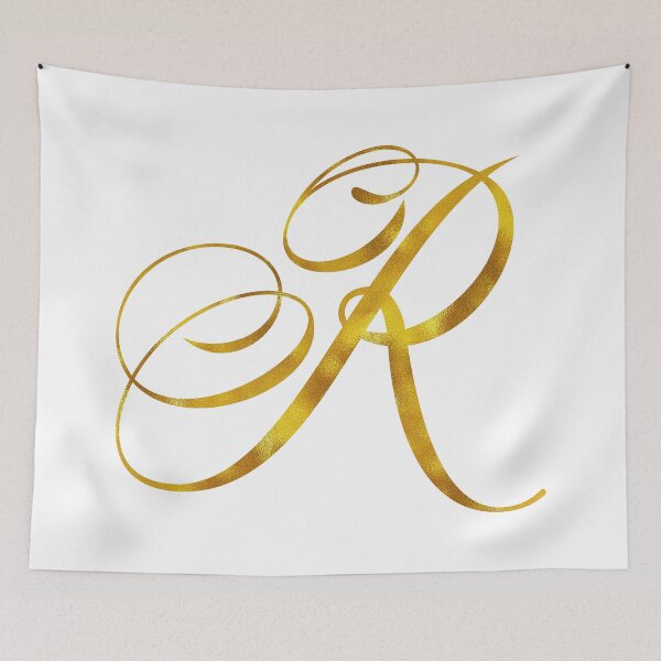 Item preview, Letter R Initial Gold Faux Foil Metallic Glitter Monogram Isolated on White Background designed and sold by SilverSpiral.