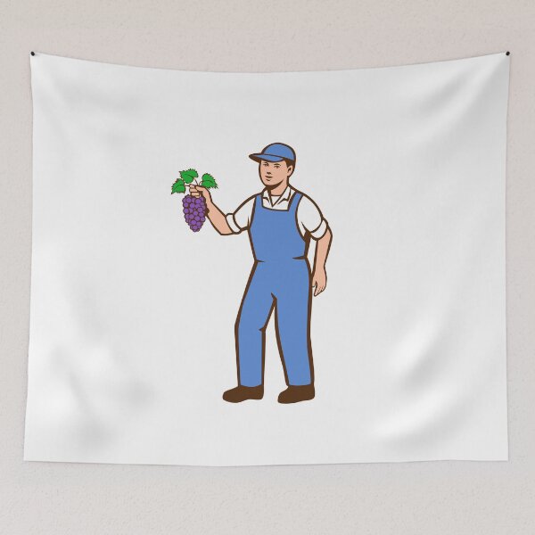 Item preview, Organic Farmer Boy Grapes Standing Retro designed and sold by patrimonio.