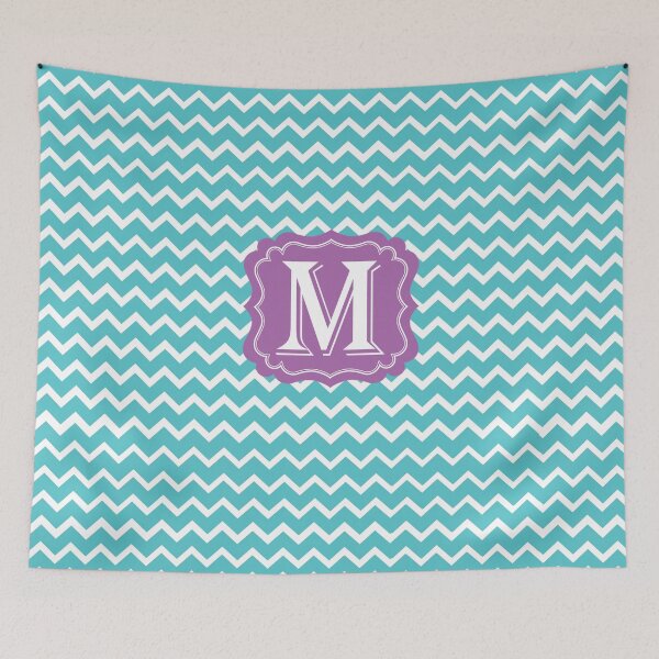 Item preview, M Turquoise Chevron designed and sold by MonogramMonkey.