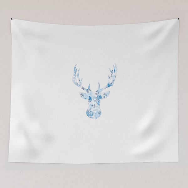 Item preview, Blue Floral Deer Head Silhouette designed and sold by ArielHenley.
