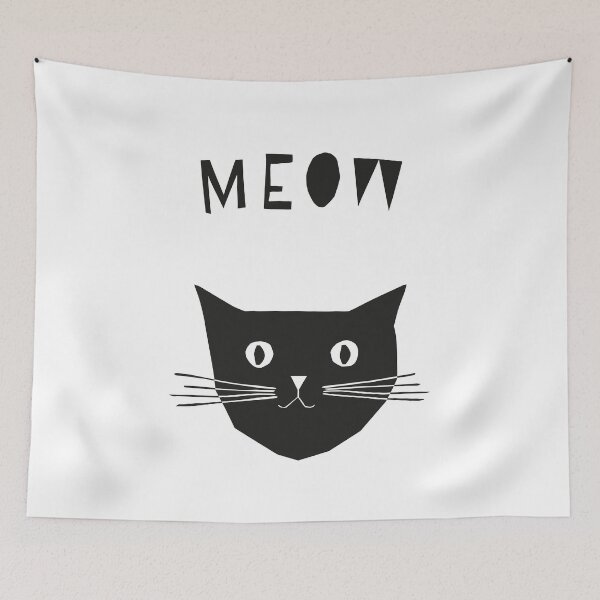 Item preview, Cat Meow in Black and White designed and sold by yoyostudio.