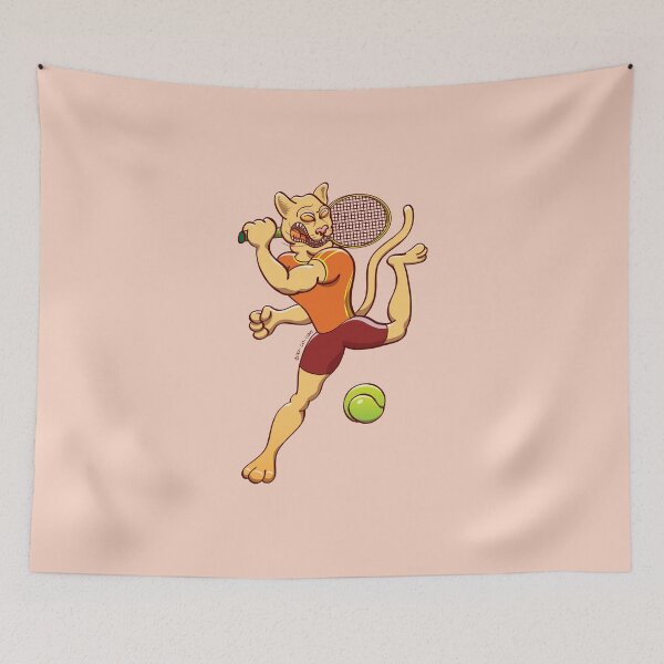 Item preview, Brave puma smashing a tennis ball designed and sold by Zoo-co.