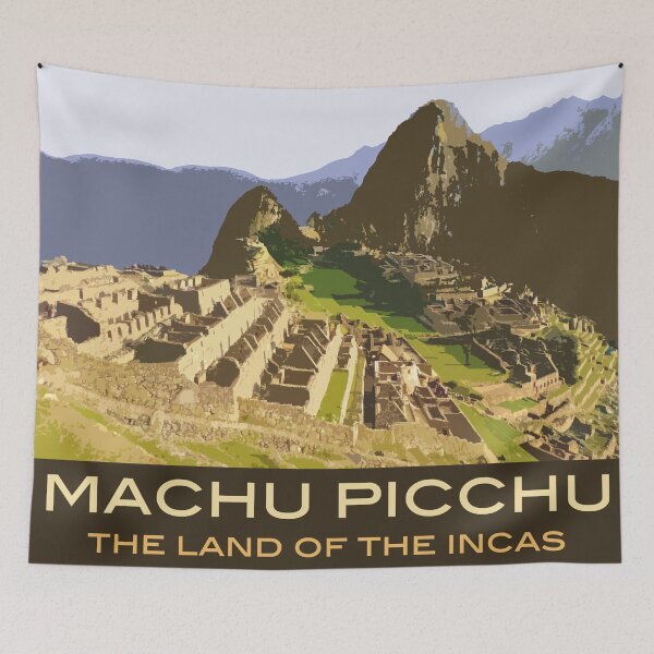 Item preview, Machu Picchu Commemorative Souvenir Design, in Vintage Travel Poster Style designed and sold by GeeWhizArt.