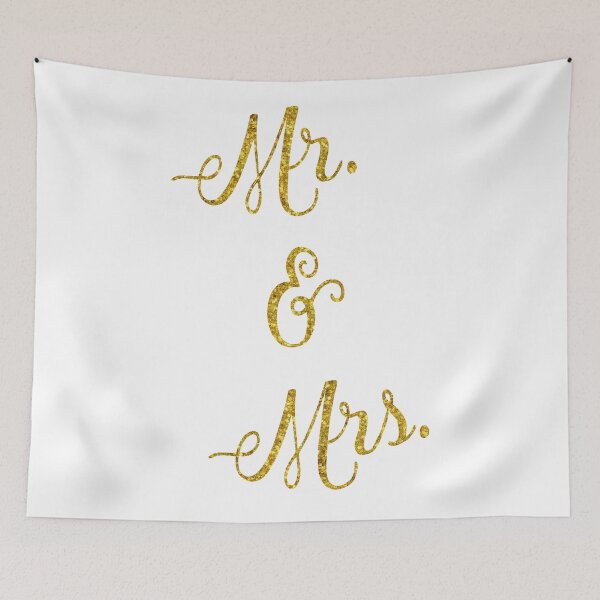 Item preview, Mr & Mrs Gold Faux Foil Metallic Glitter Quote Isolated on White Background designed and sold by SilverSpiral.
