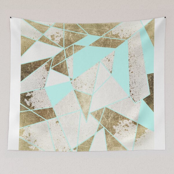Item preview, Modern Rustic Mint White and Faux Gold Geometric designed and sold by Blkstrawberry.