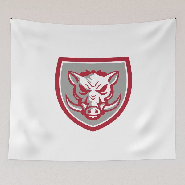 Item preview, Wild Boar Razorback Head Angry Shield Retro designed and sold by patrimonio.
