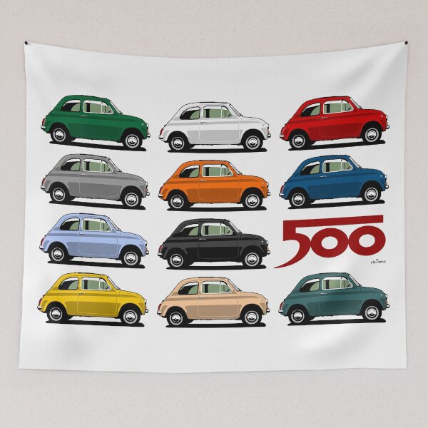 Item preview, Fiat 500 side view designed and sold by car2oonz.
