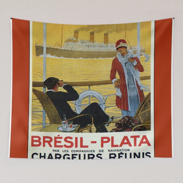 Item preview, Vintage 1920s ocean liner cruises to Brazil Plata advert designed and sold by aapshop.