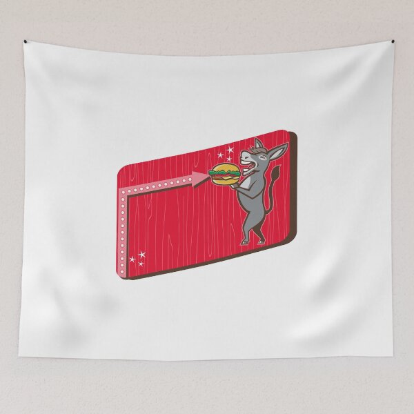 Item preview, Donkey Mascot Serve Burger Rectangle Retro designed and sold by patrimonio.