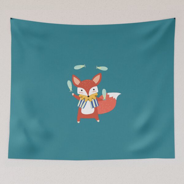 Item preview, Cartoon Circus Animals Juggling Red Fox designed and sold by peacockcards.