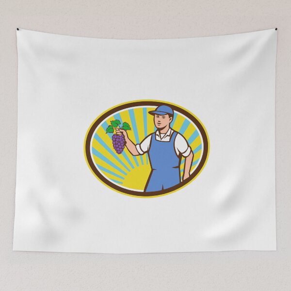 Item preview, Organic Farmer Boy Holding Grapes Oval Retro designed and sold by patrimonio.