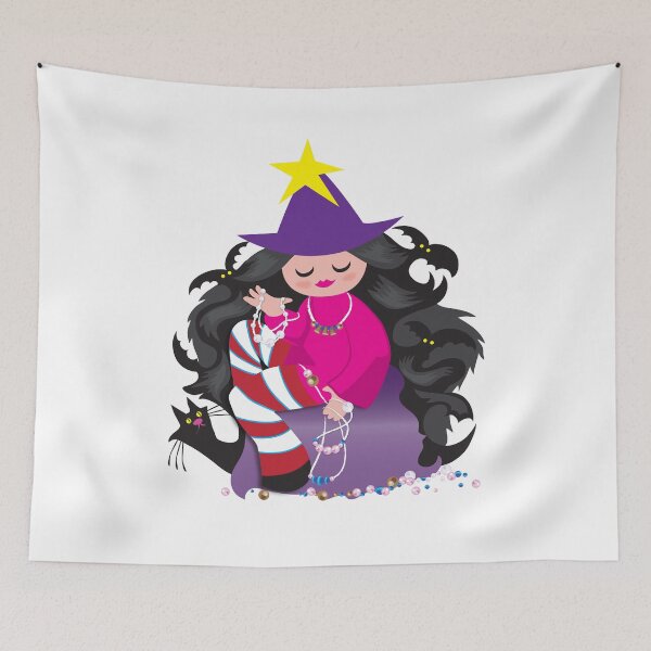Item preview, the beading witch with black cat and beads designed and sold by JacSpac.