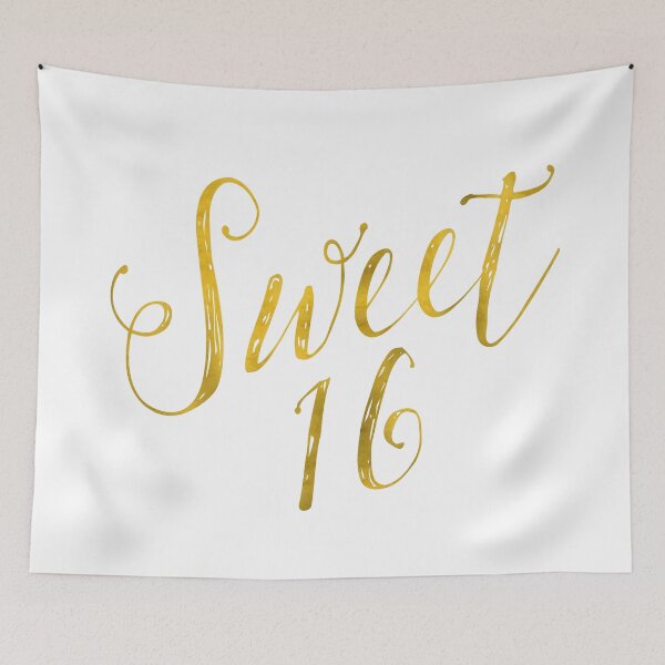 Item preview, Sweet 16 Gold Faux Foil Metallic Glitter Quote Isolated on White Background designed and sold by SilverSpiral.