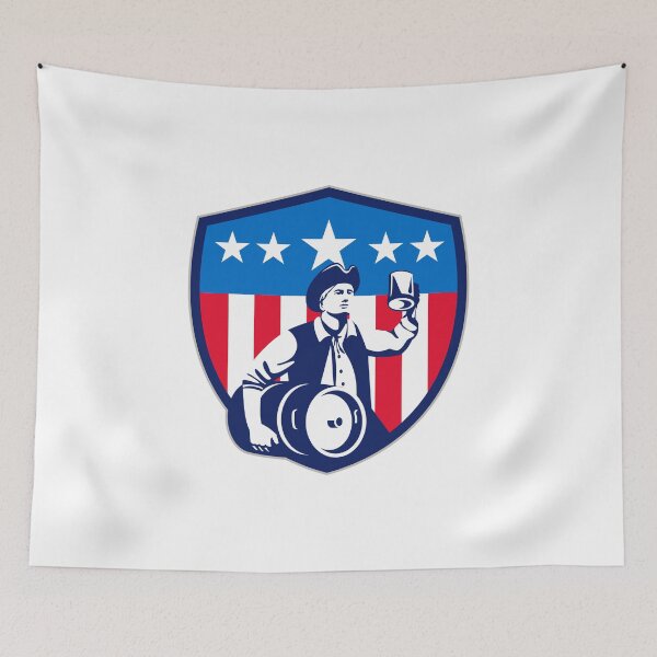 Item preview, American Patriot Beer Keg Flag Crest Retro designed and sold by patrimonio.