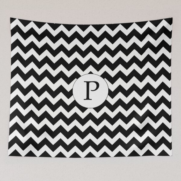 Item preview, P Black Chevron designed and sold by MonogramMonkey.