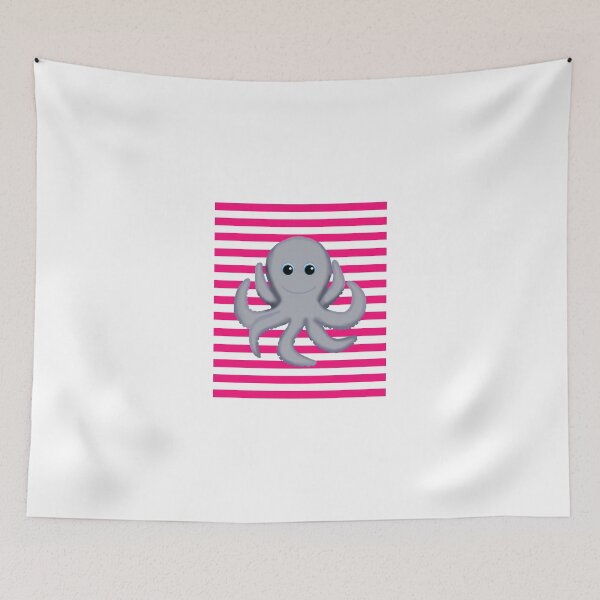 Item preview, Octopus on Pink & White Stripes designed and sold by BeachBumFamily.