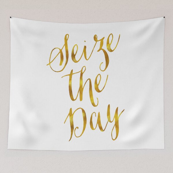 Item preview, Seize The Day Gold Faux Foil Metallic Glitter Motivational Quote Isolated on White Background designed and sold by SilverSpiral.