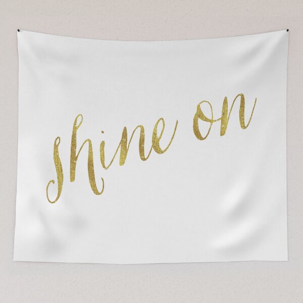 Item preview, Shine On Gold Faux Foil Metallic Glitter Inspirational Quote Isolated on White Background designed and sold by SilverSpiral.
