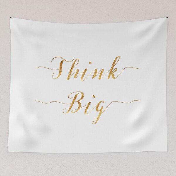 Item preview, Think Big Gold Faux Foil Metallic Glitter Motivational Quote Isolated on White Background designed and sold by SilverSpiral.