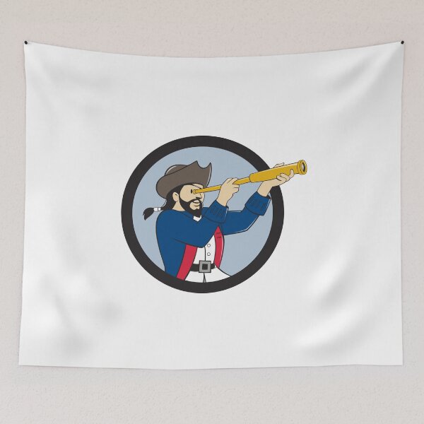 Item preview, Pirate Looking Spyglass Circle Cartoon designed and sold by patrimonio.