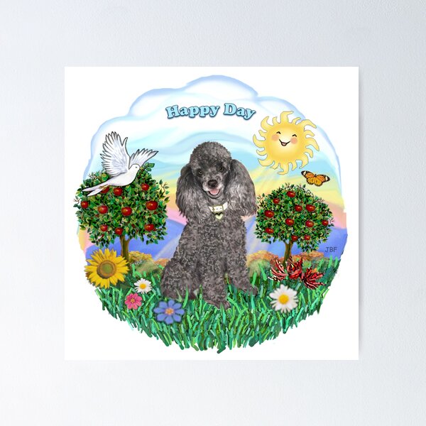 Item preview, Happy Day with a Toy Poodle (silver) designed and sold by JeanBFitzgerald.