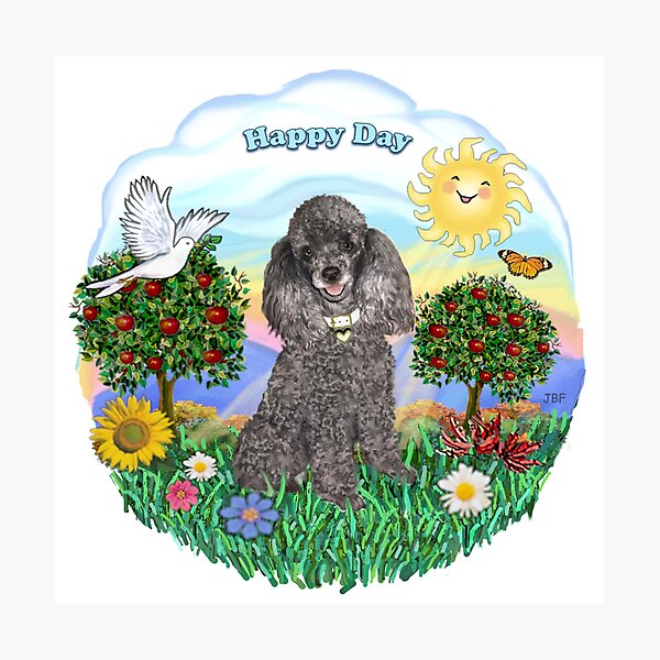 Item preview, Happy Day with a Toy Poodle (silver) designed and sold by JeanBFitzgerald.