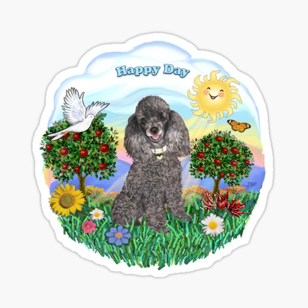 Item preview, Happy Day with a Toy Poodle (silver) designed and sold by JeanBFitzgerald.
