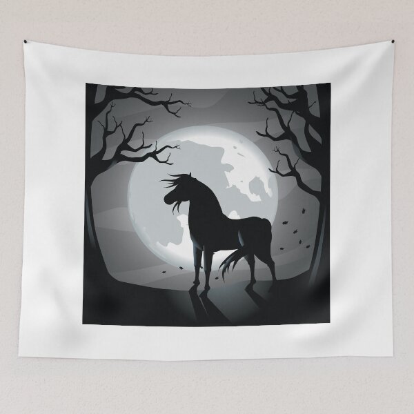 Item preview, Black horse in the moonlight  designed and sold by La Cartoonista.