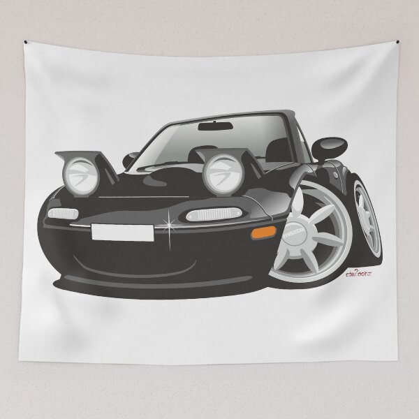 Item preview, Mazda MX-5 Miata caricature black designed and sold by car2oonz.