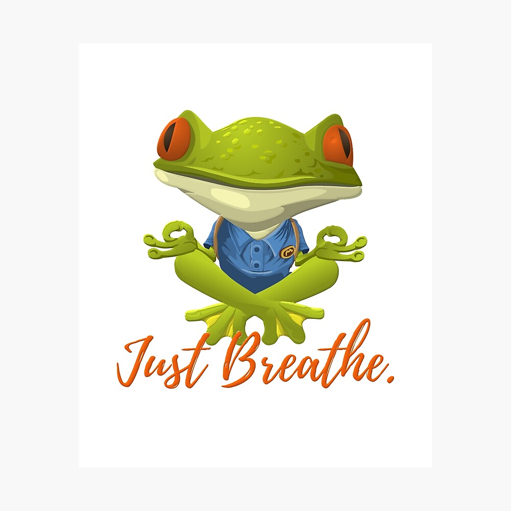 Poster Juste Respirer Yoga Pose Pose Drole Grenouille Zen Par Koffeecrisp Redbubble