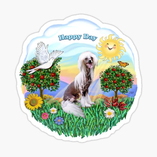 Happy Day with a Chinese Crested (HL) Sticker