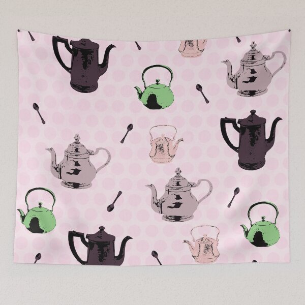 Item preview, Teapot pink pattern designed and sold by beabuks.