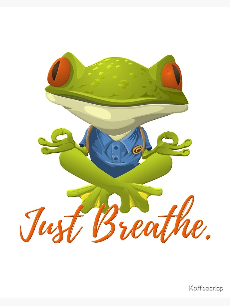 Just Breathe Yoga Meditation Pose Funny Zen Frog | Art Board Print