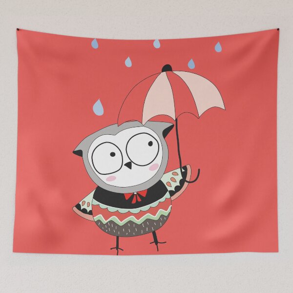 Item preview, Cartoon Birds Rainy Day Owl designed and sold by peacockcards.
